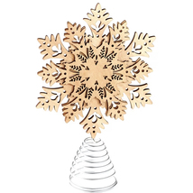 NEW Winter Woodland Holiday Snowflake Tree Topper, Wood, MDF, Metal Spring Stand - £14.90 GBP