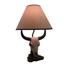 Zeckos Cattle Ranch Decorative Steer Skull Table Lamp with Beige Fabric Shade - £63.28 GBP