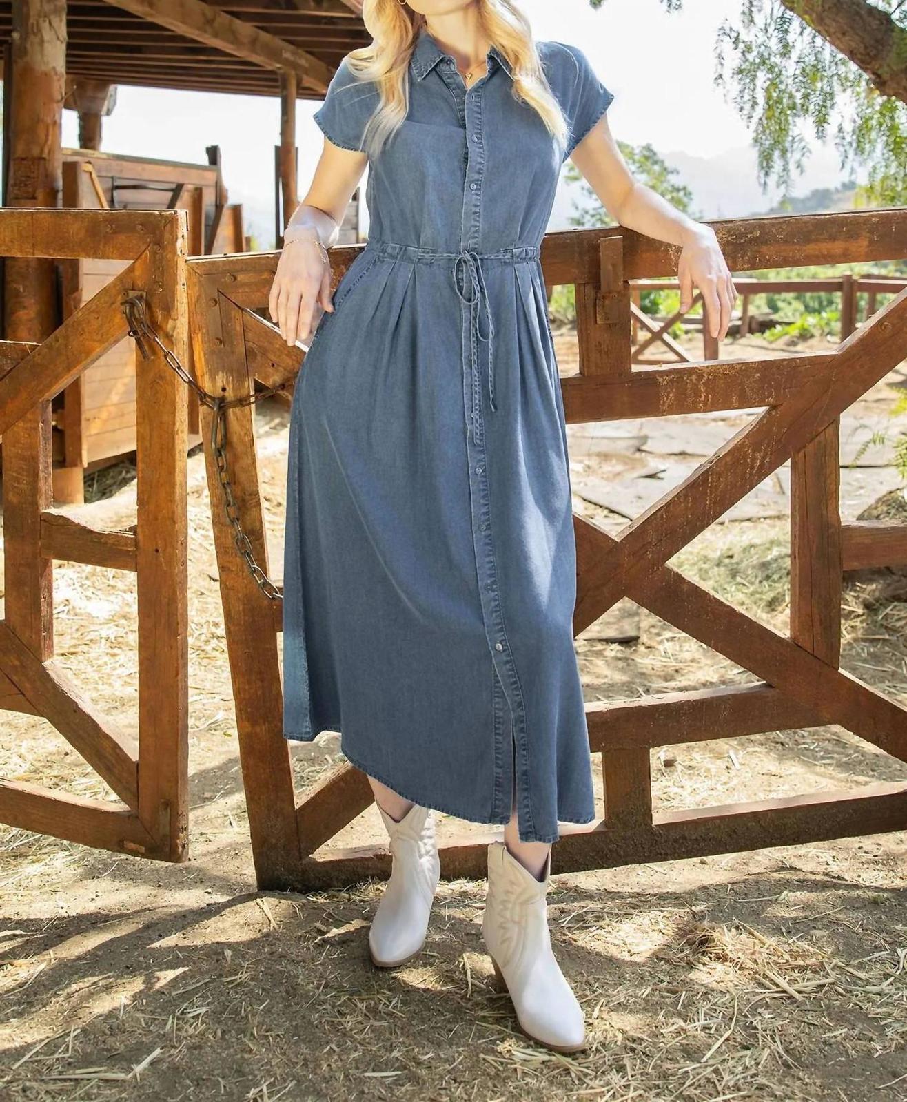 She + Sky Chambray Button Down Dress Blue - $57.00