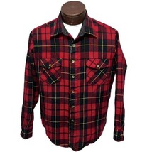 Vtg 1960&#39;s - 70s Sears Sportswear Red Plaid Flannel Lumberjack Shirt Mens M/L - £26.13 GBP