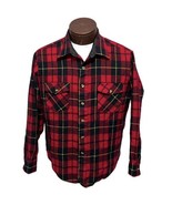 Vtg 1960&#39;s - 70s Sears Sportswear Red Plaid Flannel Lumberjack Shirt Men... - £26.69 GBP