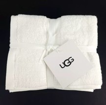 Set of 2 UGG Martis Organic Hand Towels 100% Organic Cotton White 16x28&quot; New - £22.21 GBP