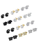 12 Pairs Stainless Steel Stud Earrings for Men Cubic - £40.40 GBP