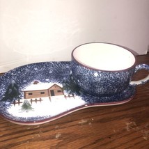 The Cooks Bazaar Holly Mountain Lodge Snack Plate with Cup Set - £21.50 GBP
