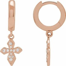 14k Rose Gold Diamond Cross Hoop Earrings - £654.55 GBP