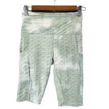 Love Streak Womens XS Honeycomb Tie Dye Bike Shorts Green White Activewear  - £11.55 GBP