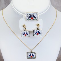 USPS Stamp Love USA 1988 Necklace Clip Earrings Pin Brooch  25 Cents - €14,36 EUR