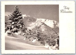 Vtg German Postcard Frohe Weihnachten (Merry Christmas) snow trees Mountains - £3.70 GBP
