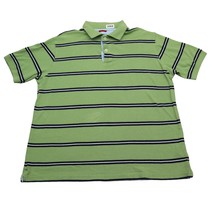 Wrangler Shirt Men L Green Blue Striped Polo Short Sleeve  - £13.99 GBP