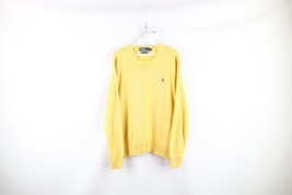 Vtg 90s Ralph Lauren Mens Large Faded Pima Cotton Knit Crewneck Sweater Yellow - £38.89 GBP