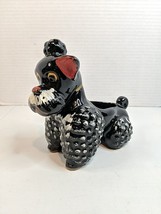 Vintage 1950&#39;s Black Poodle Redware Planter Figurine Hand painted Japan - $16.82