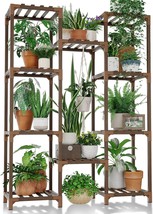 Bamworld Plant Stand Indoor Outdoor Tall Plant Shelf For Multiple Plants, Brown - £25.38 GBP