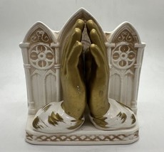 Napcoware Gold Hands Praying Front Of Church Steeple C7952 Planter / Vase - £23.59 GBP