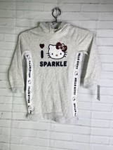 NEW Hello Kitty I Love Sparkle Long Sleeve Hooded Tunic T-Shirt Top Girl... - £17.40 GBP