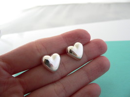 Tiffany &amp; Co Silver Puffed Puff Heart Earrings Studs Rare Gift Love Anniversary - £213.73 GBP