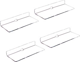 Ieek 4 Pcs Clear Small Acrylic Floating Wall Shelves,9 Inch Adhesive Dis... - £17.55 GBP