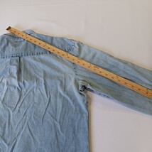 Genuine Dickies GL300SNB Men's Blue Distressed Denim Button-Down Shirt Size L image 11