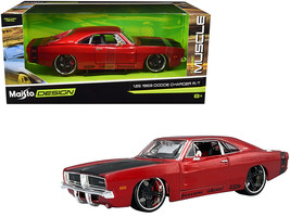1969 Dodge Charger R/T Red Metallic with Black Hood and Black Stripes &quot;Classic M - £33.75 GBP