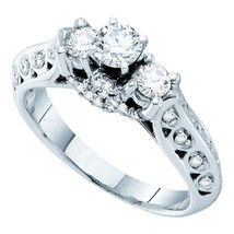 14k White Gold Round Diamond 3-stone Bridal Wedding Engagement Ring 3/4 Ctw - £1,442.71 GBP