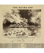 1930 Steam Boat Lexington Ship Sinks News Lithograph Print Currier &amp; Ive... - $88.25