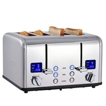 4 Slice Toaster, Ultra-Clear Led Display &amp; Extra Wide Slots, Dual Control Panels - £94.02 GBP