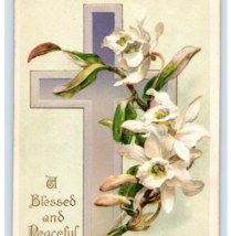 Easter Wishes Greetings Christian Cross Flowers Postcard Bluff City Kansas - £9.87 GBP