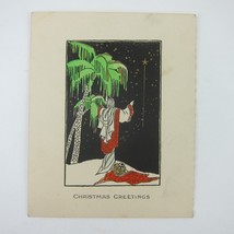 Antique Christmas Card Star of Bethlehem Wise Man Desert Palm Tree Bifold - £4.77 GBP