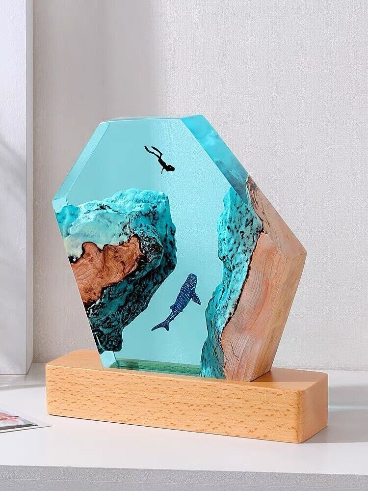Ocean diorama Epoxy Art Custom Resin Lamp Gifts Handmade Resin Art Gift For Her