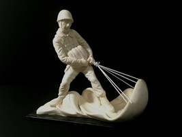 Italian, Paratrooper, Tribute Statue, Ceramic Porcelain On Marble Base - £189.95 GBP