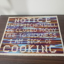 Vintage kitchen sign Plastic canvas knitted Notice kitchen is closed - £11.35 GBP