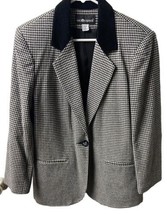 Sag Harbor Women Hounds Tooth Size 8  Wool Blend One Button Lined Blazer... - £14.27 GBP