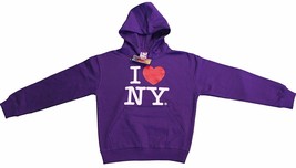 I Love NY New York Kids Hoodie Screen Print Heart Sweatshirt Purple - £15.74 GBP