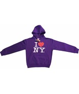 I Love NY New York Kids Hoodie Screen Print Heart Sweatshirt Purple - £15.74 GBP