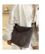 Corduroy Slouchy Tote Bag With Guitar Shoulder Strap Grey - €30,01 EUR