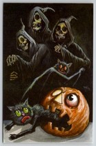 Matthew Kirscht Halloween Witnesses Skelton in Cape Cat Shiverbones Postcard MK - £63.90 GBP