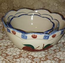 Ceramic Nesting Bowl Set - Apple Design  - Nice For Mixing or Serving - ... - $18.97