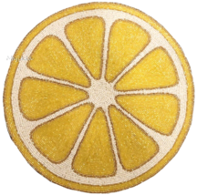 Tropical Hacienda Lemon Slice Fruit Placemat Yellow Beaded 15&quot; Round Set Of 2 - £61.55 GBP