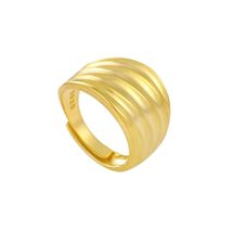 Elegant 925 Sterling Silver Multi-Layer Waves Adjustable Gold-Plated Rin... - $333.00