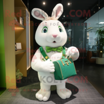 Green wild rabbit mascot costume character dressed with Wedding Dress and Wallet - $1,269.00