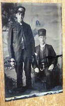 19c Antique Victorian Train 2 Sitting Trolley Conductor Tintype Photo - £21.35 GBP