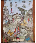 Vintage Budweiser Poster When Friends Drop In Monsters Halloween Wayne A... - £38.10 GBP