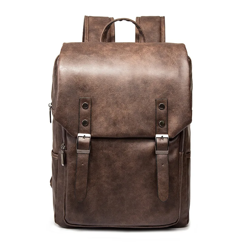 Vintage Laptop Leather Backpacks PU Travel Bags Leisure Backpack Casual ... - £36.76 GBP