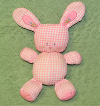 House Of Hatten Pink Bunny Chime Rattle Plush Gingham Checkered Baby Toy 10&quot; - £6.43 GBP