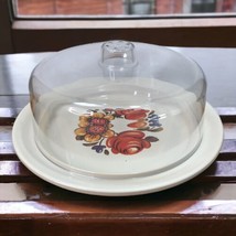 Mid-Century Modern Cheese Dome Vintage Serveware Retro Floral Design Mel... - £11.55 GBP