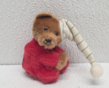 Vintage Brown &amp; Red Jingle Bear Pencil Hugger Clip-On Finger Grabber 198... - $14.66 CAD