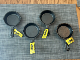 Lot of (4) Lodge LMS3 Cast Iron Mini Skillet 3-1/2&quot; Tiny Frying Pans ~ # 1 - 4 - £36.99 GBP