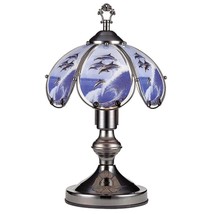 Glass Jumping Dolphin scene Black Chrome 3 way Touch-On Lamp 14.25in. -ORE K342 - £28.95 GBP