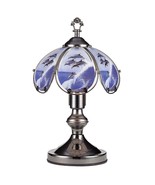 Glass Jumping Dolphin scene Black Chrome 3 way Touch-On Lamp 14.25in. -O... - £29.10 GBP