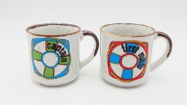 Nautical Coffee Tea Mugs Cups Captain First Mate Lifesaver Japan Pair Vintage - £19.97 GBP