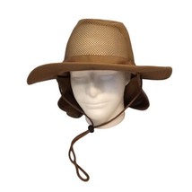 Unisex Tan Mesh Hat Fishing Hiking Hunting Neck Flap Chin Cord Size XL S... - $13.06